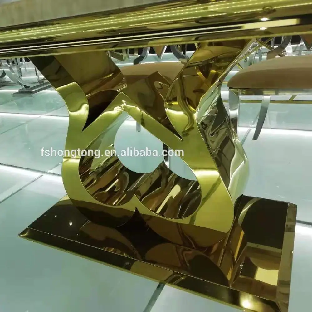Marble gold stainless steel base dining table modern dining room furniture