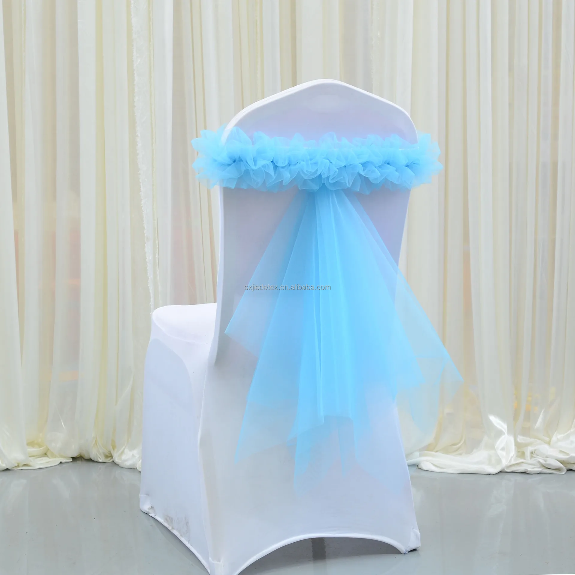 Elegant Nylon Tulle Solid Color Elastic Universal Wedding Happy Birthday Boy Girl Chair Sash