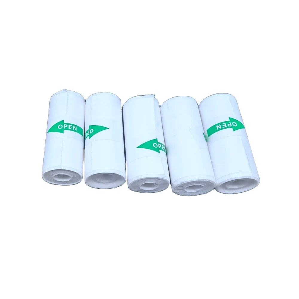 factory wholesale 57mm white sticky adhesive thermal paper for portable thermal printer use