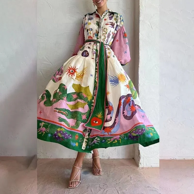 Hawaiian vacation style printed dress