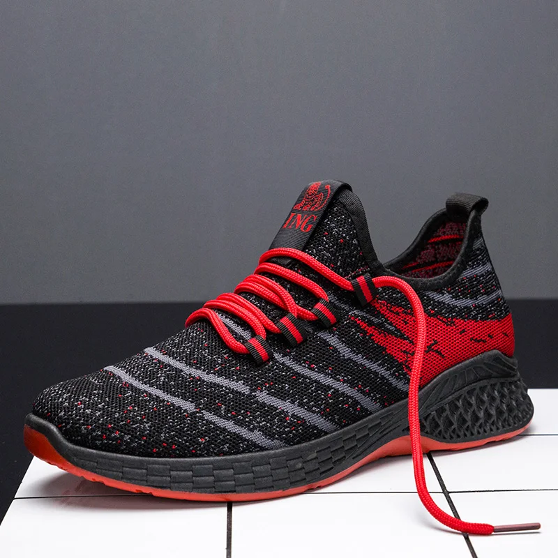 2020 manufacturer best selling breathable light fly knit Elastic band walking shoe for men