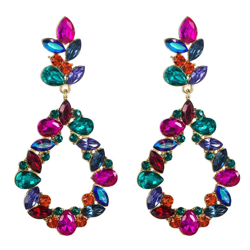 
Creative Drop-shaped Earrings Retro Personality Multi-layer Glass Drill Pendant Earrings 2019 Fashion Female Jewelry Wholesale 