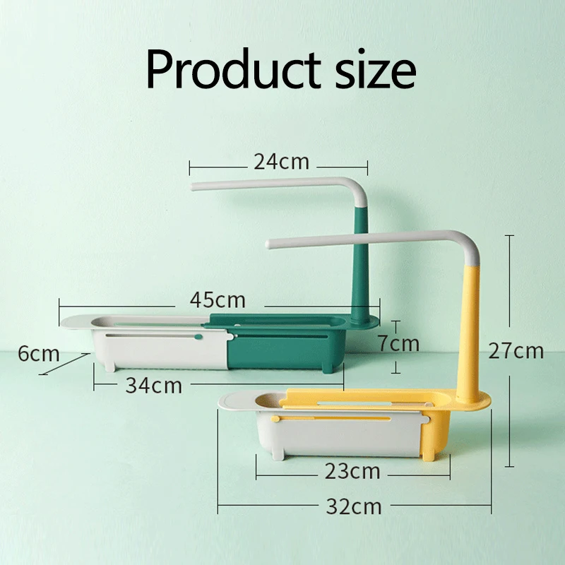 Telescopic Sink Shelf Sink Drain Basket Plastic Kitchen Adjustable Sink Storage Rack Holder