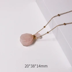 Wholesale natural perfume bottle pendant necklace point shaped crystal quartz essential oil bottles medicine bottle