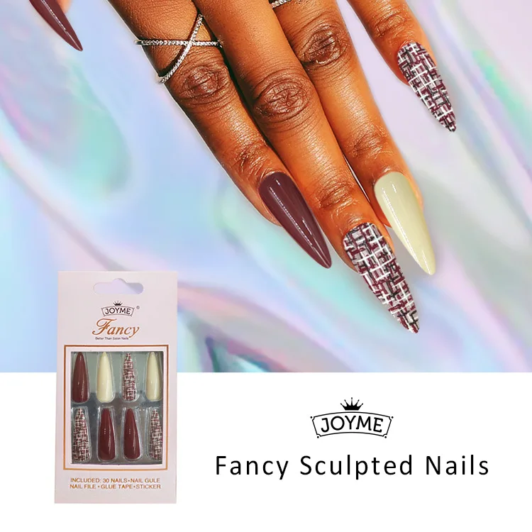 Extra Long Press on Nails Ballerina Coffin False Nail Artificial Acrylic Nails Luxury Solid Color Full Cover XXL OEM Service ABS