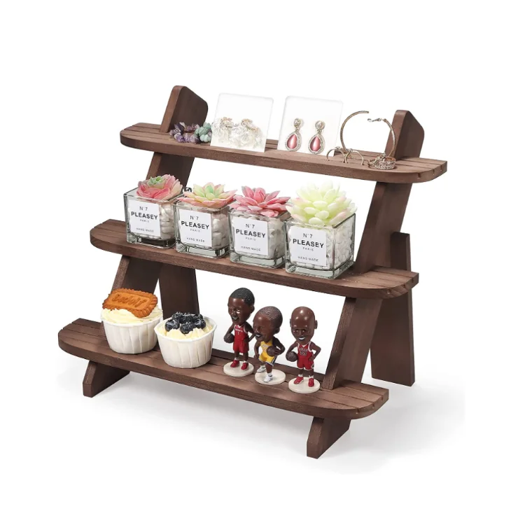 Деревенский 3-ярусный стол многоярусный поднос декор для вечеринки свадьбы коричневая подставка кексов дерево