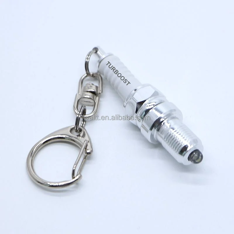 Spark Plug Keychain Creative Fashion Accessories Hot Sale Auto Part Model LED Light Keyring Key Chain Ring Keyfob Key Holder