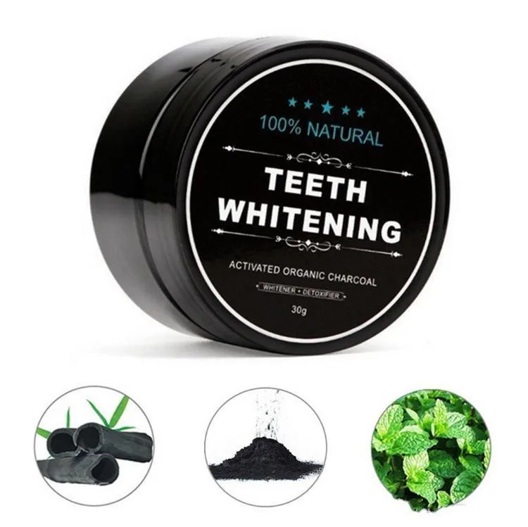 Coconut Shell Powder Bamboo Charcoal Tooth Whitening Powder Black Tooth Cleaning Powder Removing Smoke Stains Activated Box