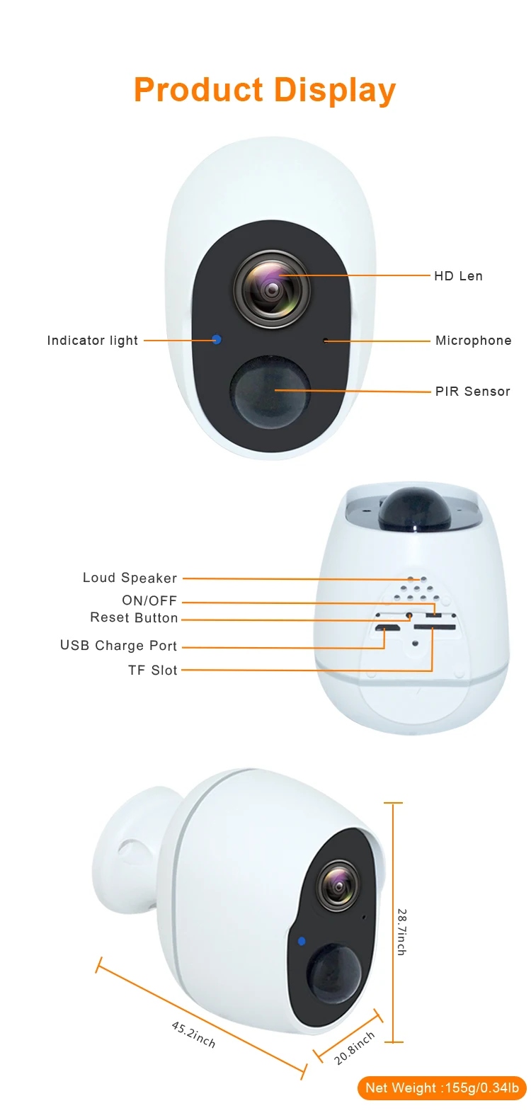 Wireless Home Security HD 1080P Camera Rechargeable Battery Updated PIR Camera With WIFI AP Hotspot Camera SD Card Cloud Storage