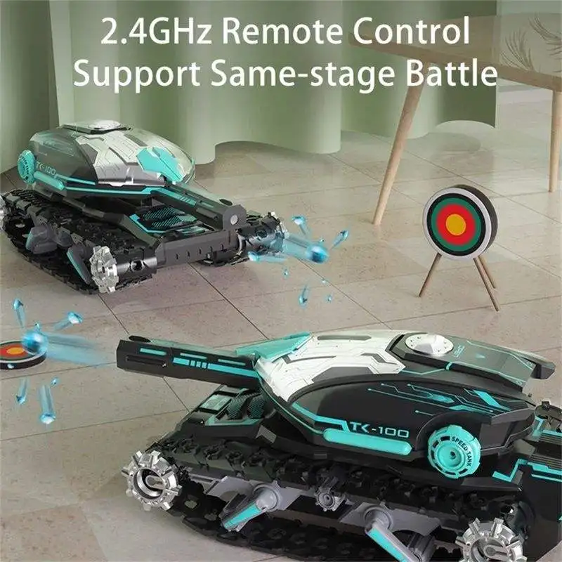 2.4G rc Tank 4WD Gravity Watch RC Vehicle With Light Music 360 Rotate Stunt Car water bomb Shooting vehicle Toys
