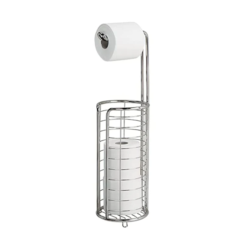 WIREKING Free Standing Tissue Holder Metal Wire Shelf Roll Toilet Paper Holder