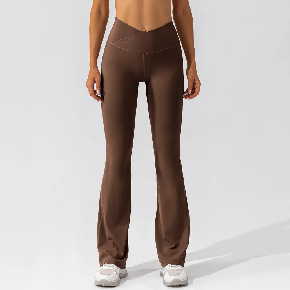 Women V Cut Stretch Soft Scrunch Back Lightweight Yoga Flare Pants