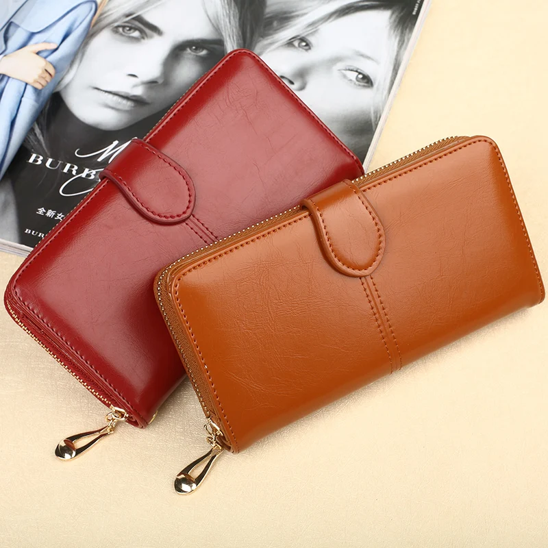Модный длинный тонкий кошелек на молнии с держателем для карт для телефона женский дорожный винтажный кожаный кошелек