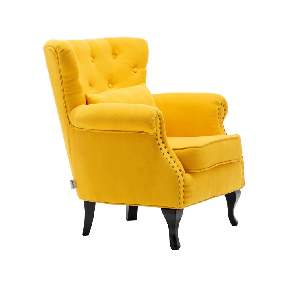 
Modern Velvet Armchair Upholstered Accent Buttoned Wing back Chair Conservatory Bedroom Living Room Furniture 