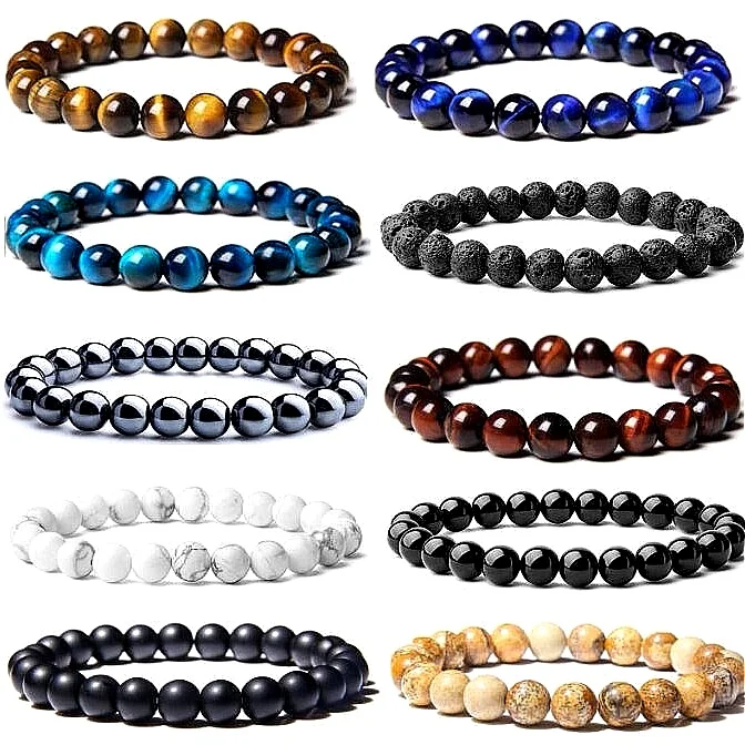 SZ CHENG JEWELERS DIY rosary band Amethyst Quartz Agate Malachite Serpentine Lava Hematite natural stone beads pray bracelet