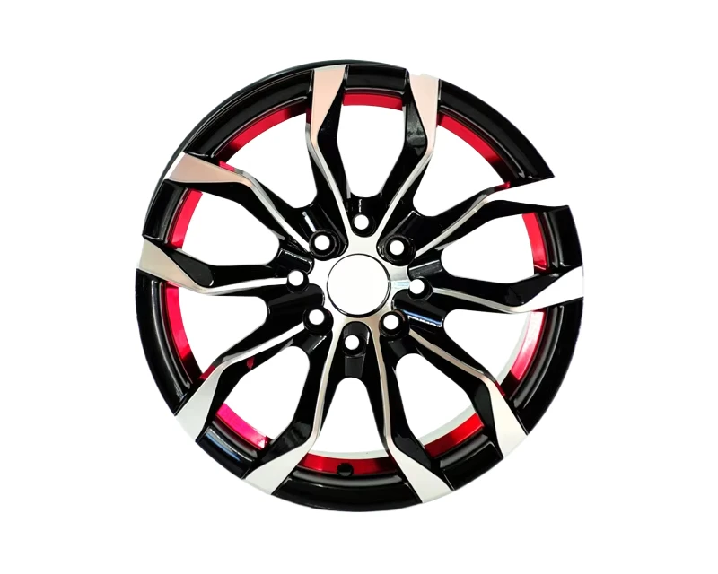 High Quality Forged Wheel 13 14 15 16 17 Inch Black Machine Face With Red Undercut Alloy Car Wheel Rim