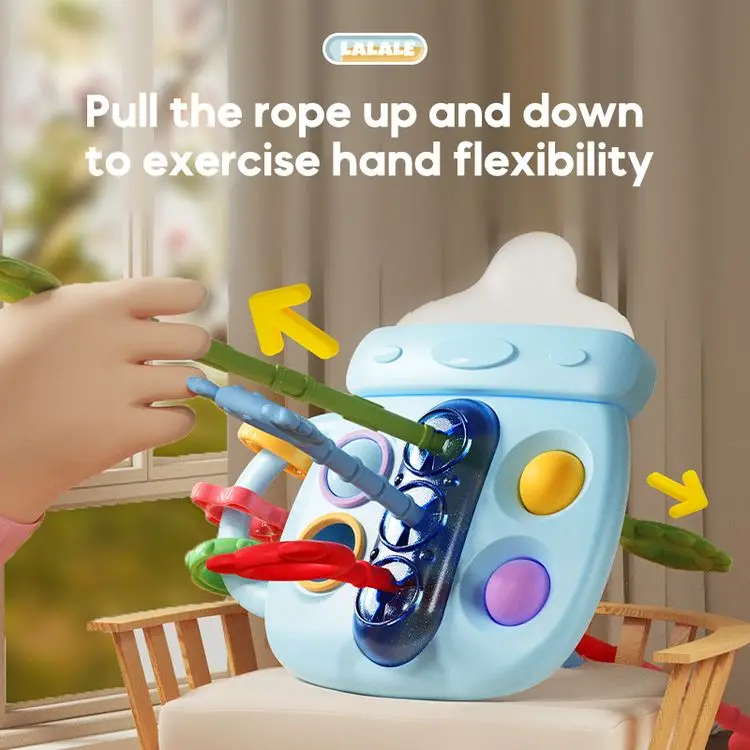On Sale Toddlers Toys High Quality Bottle Shape Hand Ball Pull String Toys Safe Material Educational Toys for 0-7 Years