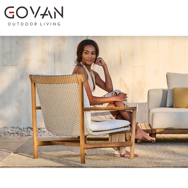 Modern Style Latest Design Outdoor Furniture Garden Set Hotel Leisure Solid Teak Wood Lounge Chair