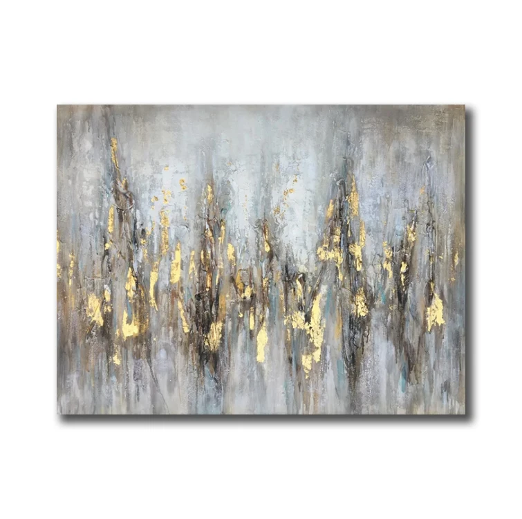 Modern Abstract Wall Art GoldenFoil Handmade Art Painting Aurora Painting Wall Decor
