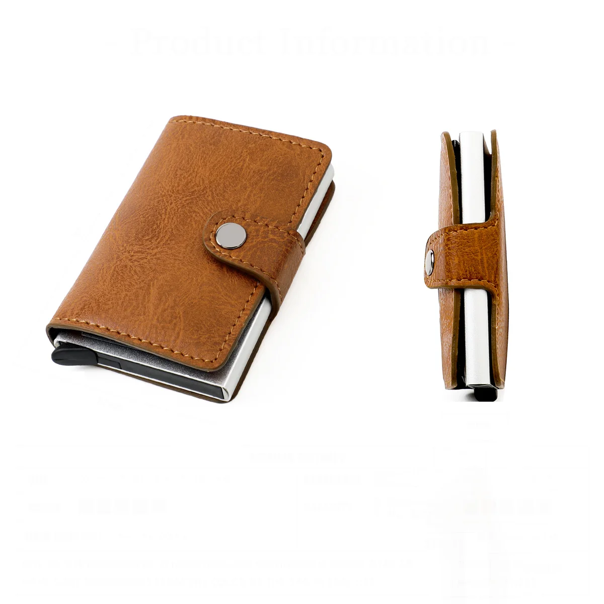 Good price Wholesale RFID Blocking Automatic Aluminium Pop Up Credit Card Real PU Leather Business Card Holder
