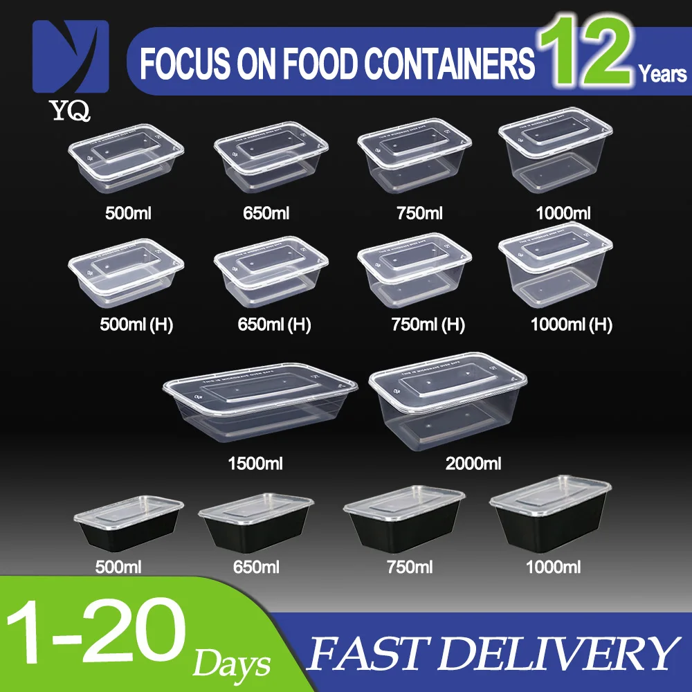 disposable plastic 1750ml / 60oz microwave food / fruit / pasta containers with company names in lids
