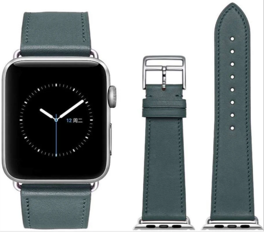 
38/40/42/44mm Italian Leather Watch Straps with Silver Buckles 