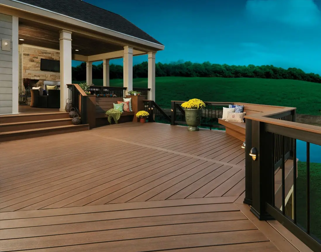 hot sale terrace outdoor floor wood texture waterproof plastic exterior composite wpc decking