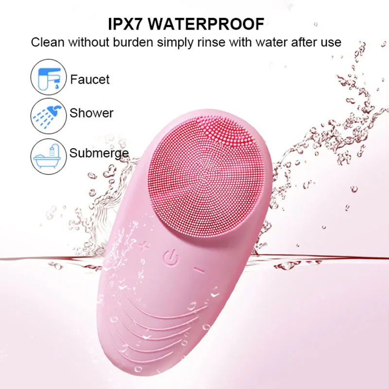 High-tech 5 Modes Electric Facial Cleansing Brush IPX7 Waterproof Rechargeable Exfoliating and Massaging Silicone Face Scrubber