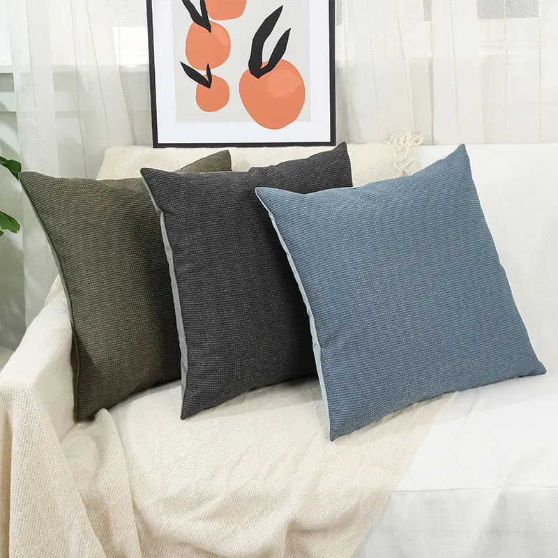 Amity Texture Face Soft Velvet Back Pillow Cover Solid Polyester Rectangle Pillowcase Simple Throw Pillow Cover