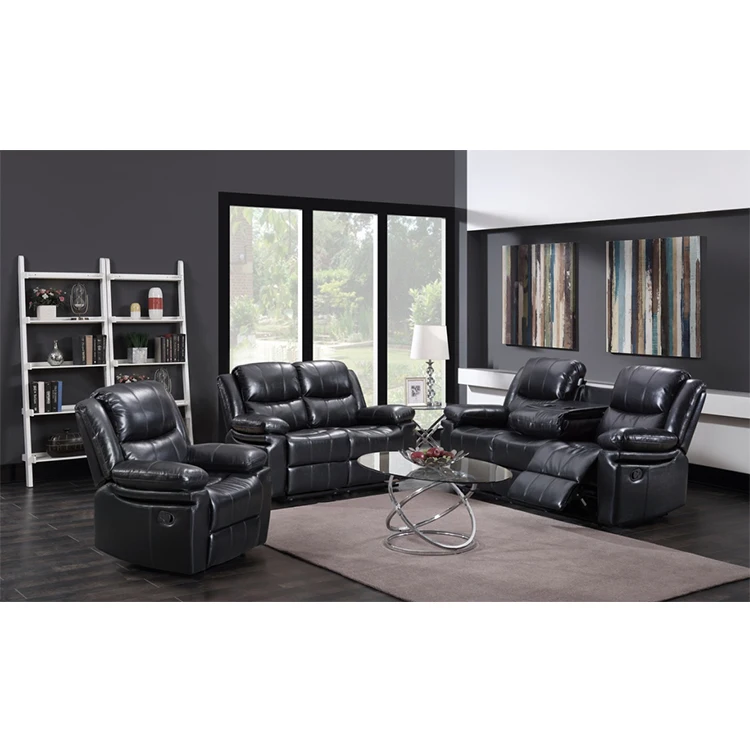 High quality modern leather recliner sofa chair set living room furniture 3+2+1 sectional sofas
