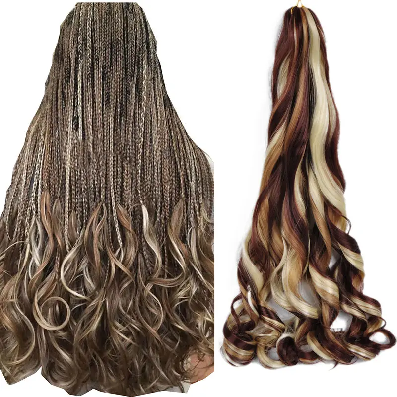 Silky French Curl Loose Wavy Hair Braids Ombre Soft Pony Style 22inch 150g Spanish French Curls Braids Hair Extensions For Women