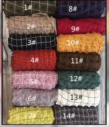 Popular scarf cotton hijab muslim checked stoles women shawl dubai arab tassel hijab for women