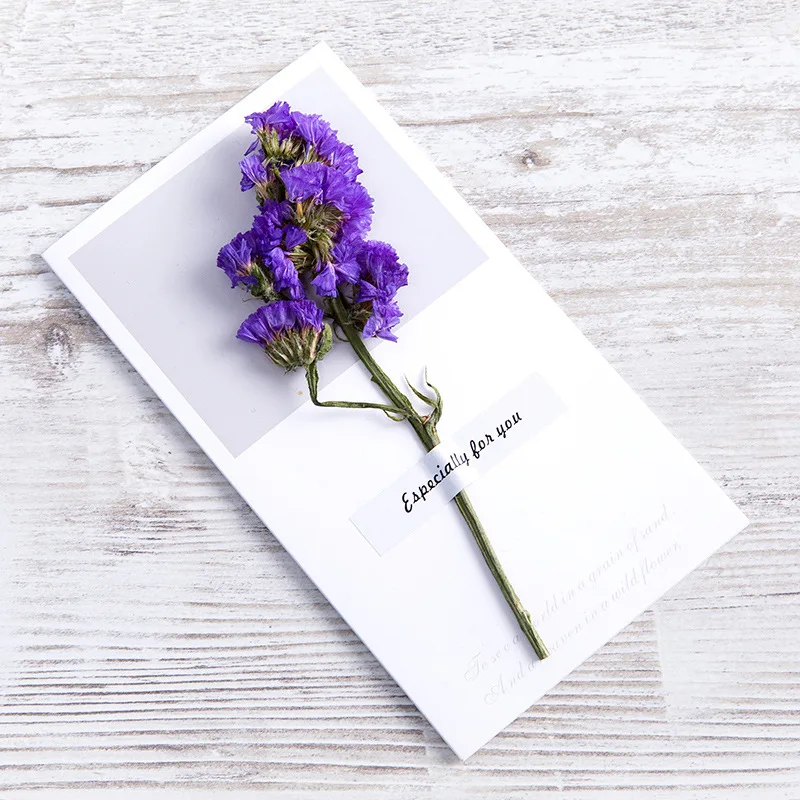 Factory Directly Dried Flowers Festival Teachers Day Invitation Fold Thank You Gift Paper Greeting Card