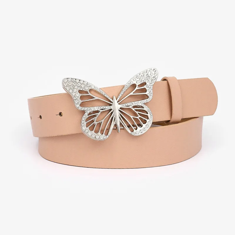 Butterfly buckle belt, PU Dress Waist Belt, ladies fashion belt