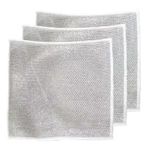 Multipurpose Scrubbing Wire Rags Scrubber Kitchen Steel Wire Dish Towel Microfiber Dish Cloths Reusable Dishwashing Rag