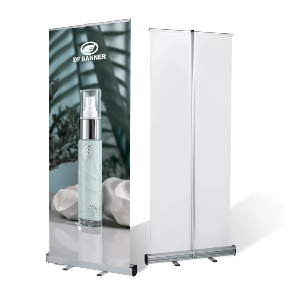 Custom Size Lightweight Aluminum Roll-Up Banner Display Stand Portable Foldable Retractable Exhibition Advertising Printed Type