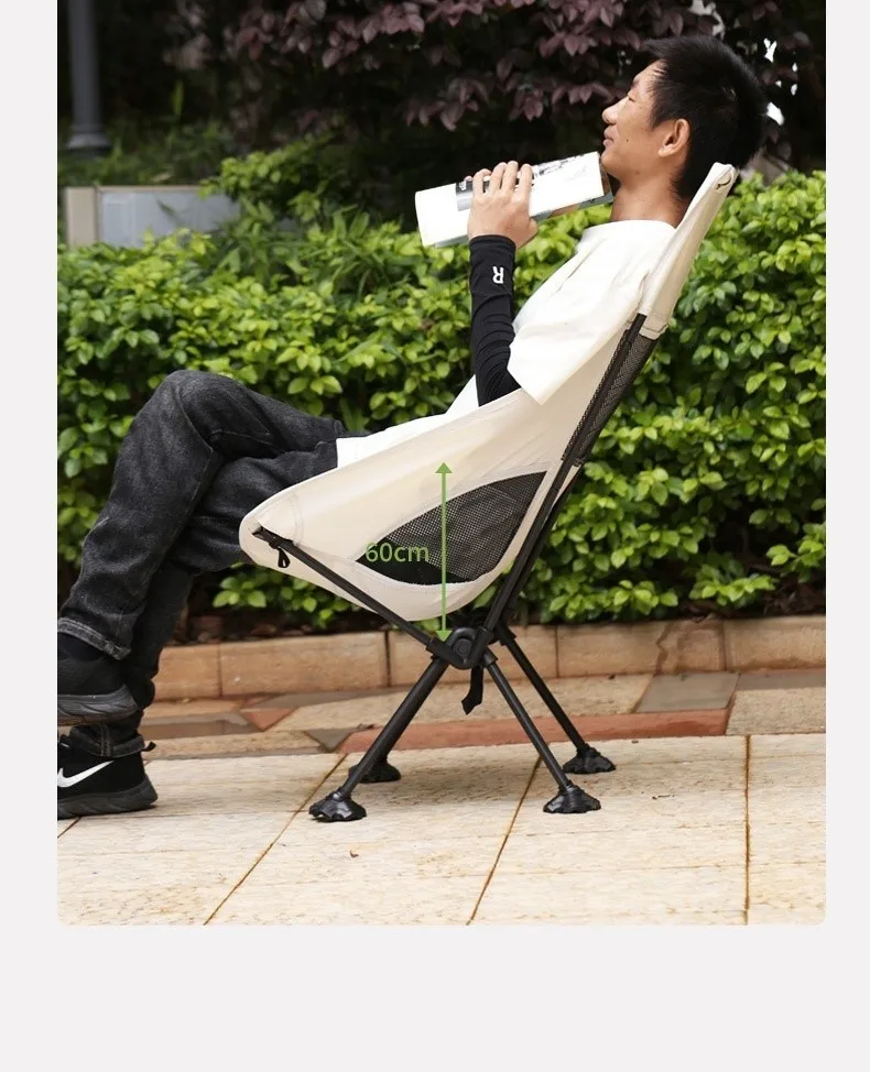 Outdoor Folding Chair Oxford Cloth Portable Removable Camping Backrest Fishing Camping Leisure Moon Chair