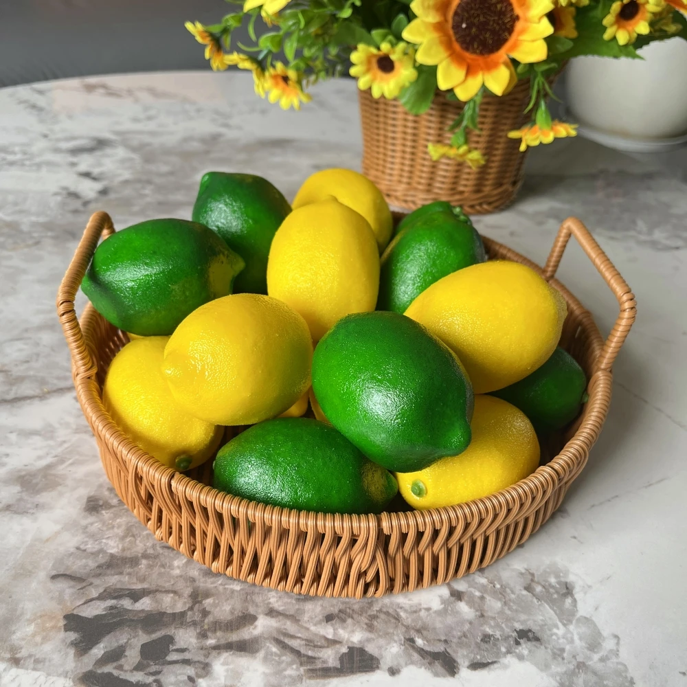 Wholesale Yellow Green Color Artificial Foam Lemon For Teaching Photography Props Home Decoration Artificial Fruit Hot sales