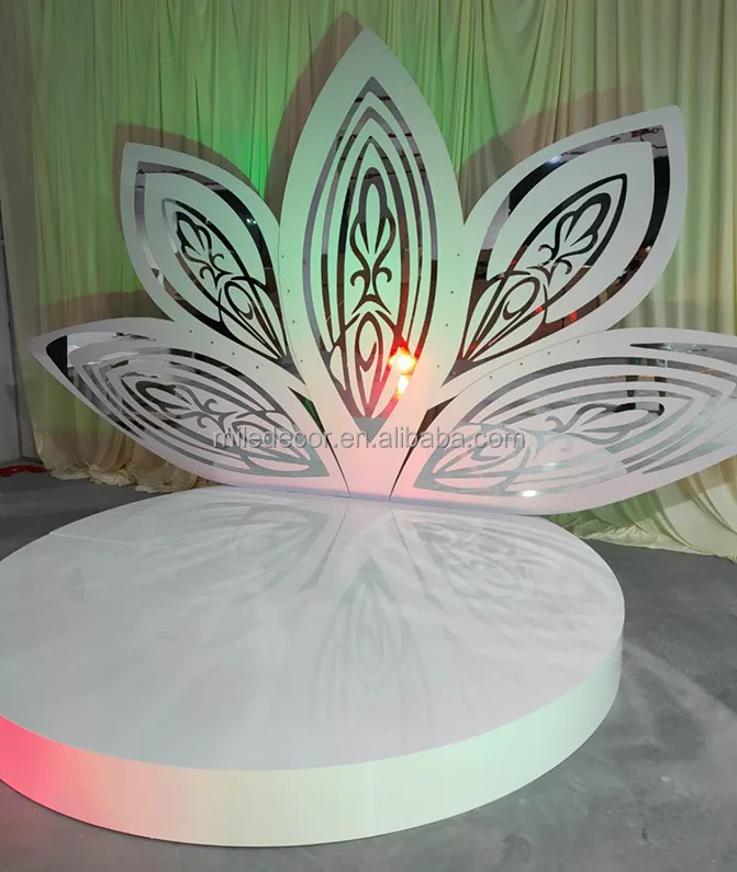 Wedding Supplies Luxury Golden Flower Backdrop For Wedding Event Decoration Acrylic Stage Backdrop