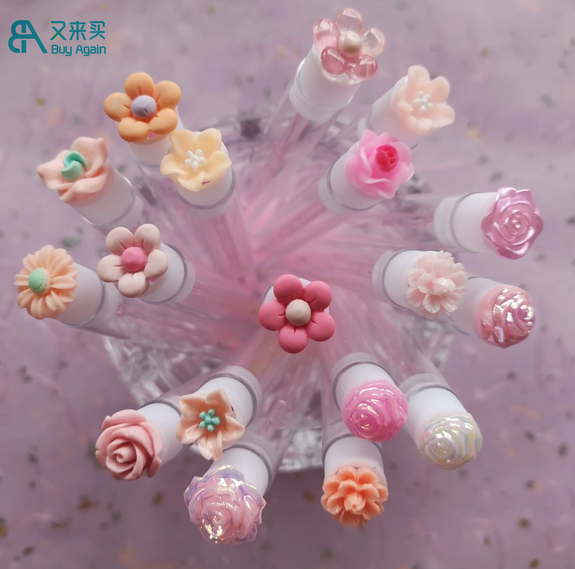 Wholesale makeup tools gift lash wand eyelash brush flower tube mascara wand lash spoolies tubes Eyelash spoolie brush with tube