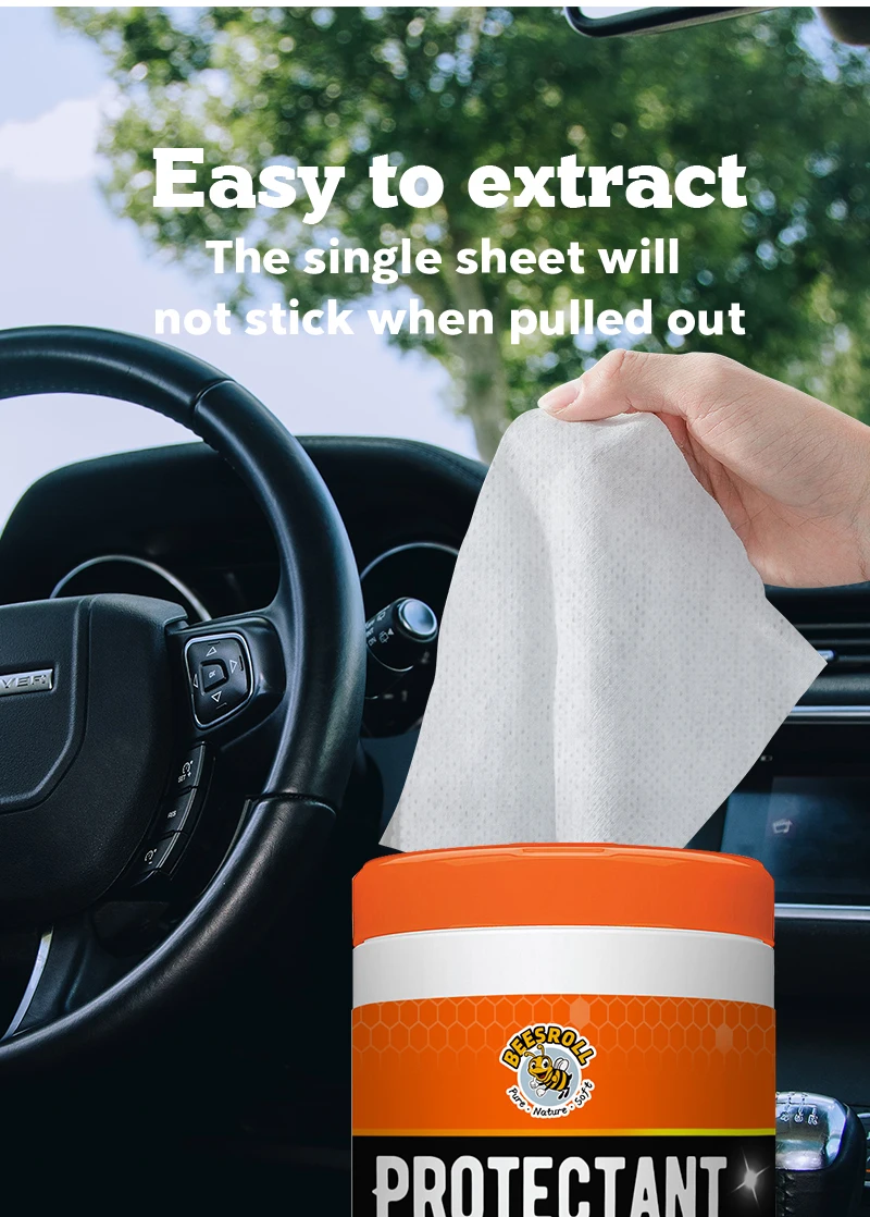 OEM low price wholesale wet wipe box car cleaning wipes, disposable car wipes with UV protection against cracking