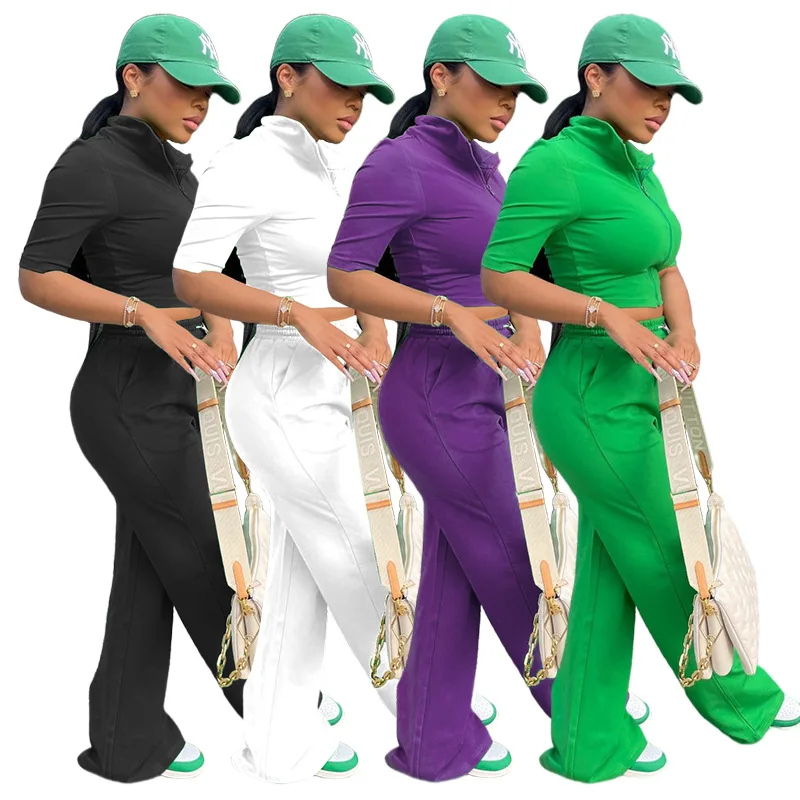 Новое поступление, Женский комплект для бега, комплект из 2 предметов на молнии, повседневный спортивный комплект для бега, брюки с высокой талией, маленькая куртка