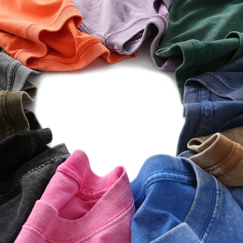 Luxury Men 100% Cotton T Shirt High Quality Blank Vintage Logo Custom Faded Oversized Stone Washed T Shirt Acid Wash T Shirt