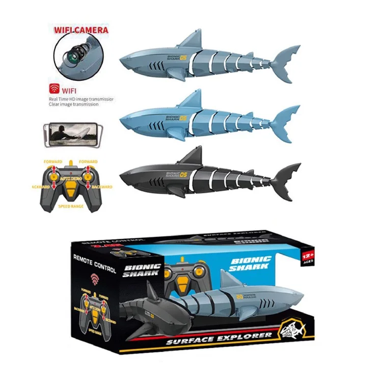 2.4G Electric toy shark Rechargeable high speed waterproof 4CH remote control shark toy with 480p WiFi camera