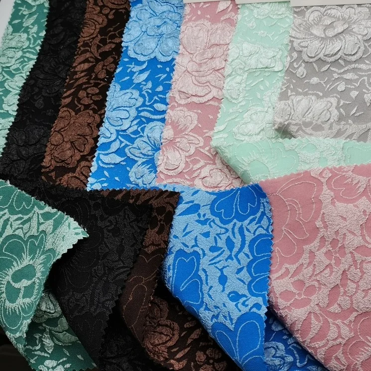 Hot Selling Jacquard Knitted Fabric Custom Embossing Floral Pattern New Design Stylish For Dresses Clothes