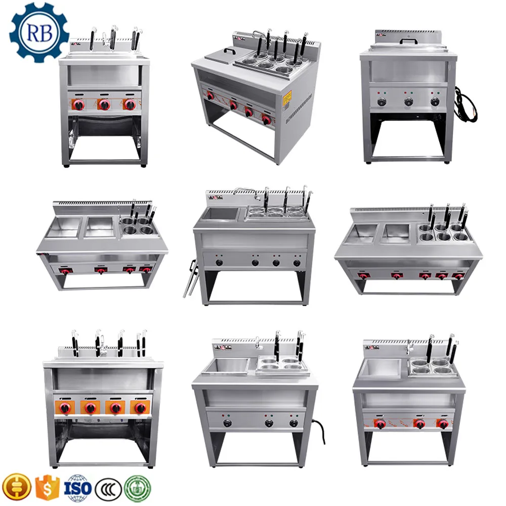 Gas Noodle Cooking Boiler Stove 6 Baskets Noodle Pasta Cooker For Kitchen Equipment
