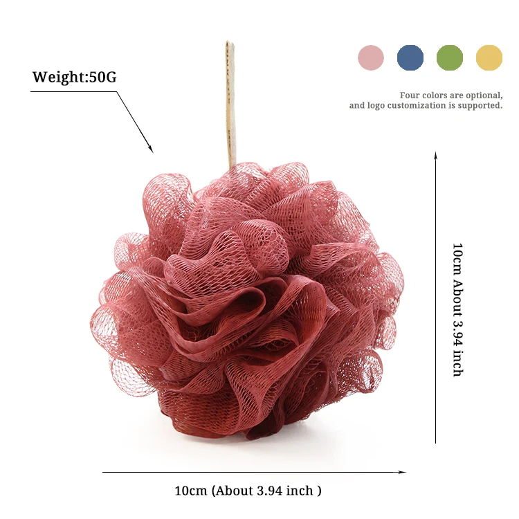 4 Color 20G Mesh Pouf Bath Luffa Sponge Body Scrubber Exfoliator PE Coarse Mesh Shower Loofahs Balls