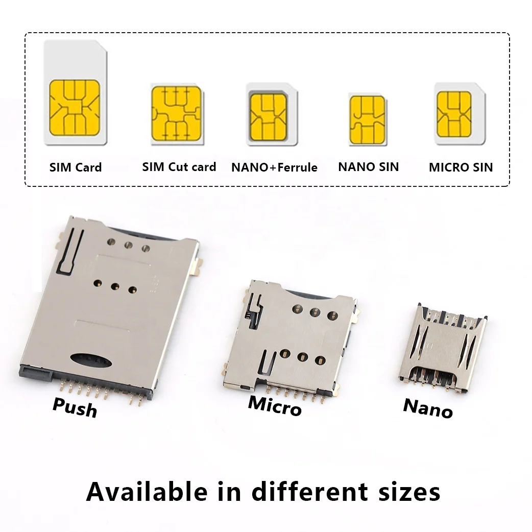 6/7/8/9 Pins Micro Sim Card Holder Pcb Mounted Sim Card Connector