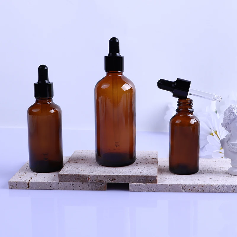 30ml empty amber screw cap glass serum essential oil dropper bottle with high quality