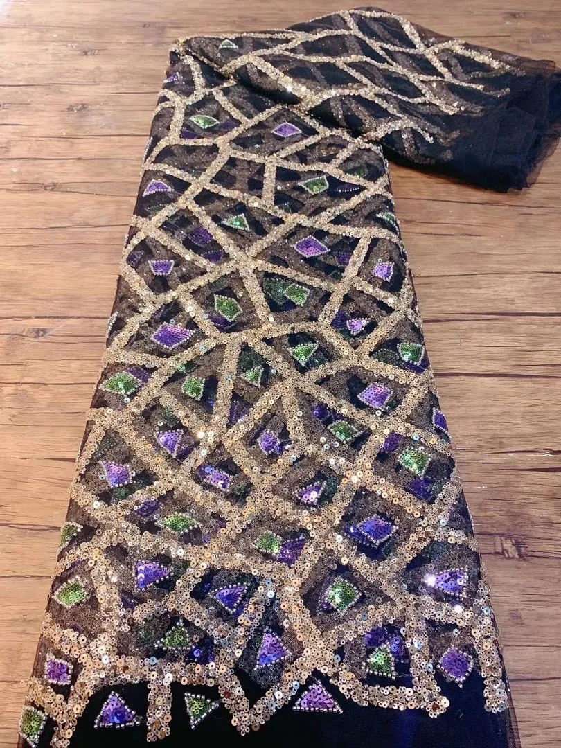 100% Polyester Beaded Lace Fabric Sequins Embroidery Beads sequins fabric and beads fabric